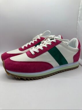 J. Crew Retro Runner Sneakers - White, Pink & Green